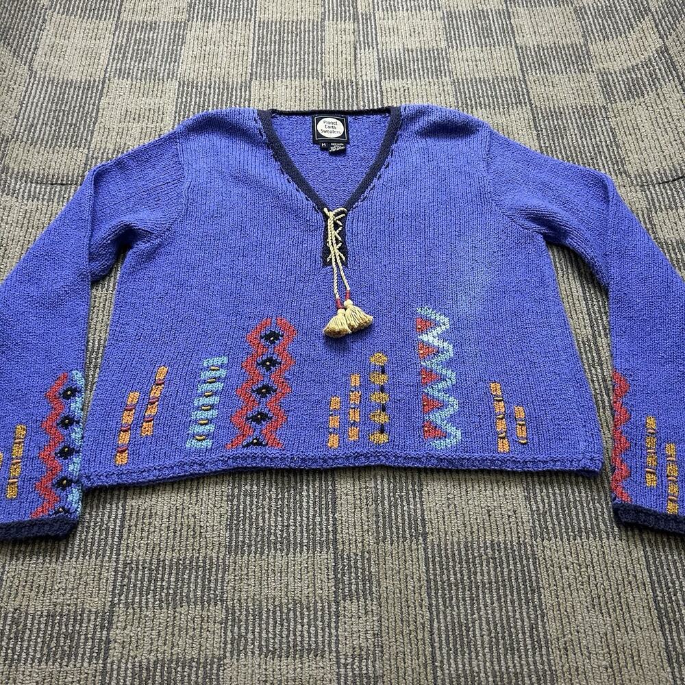 Planet Earth Sweaters Size Medium Knit Aztec *Discoloration